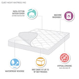 300 Thread Count Cotton Sateen Waterproof Mattress Pad B03595083