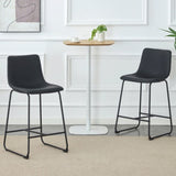 A set of 2 Modern Minimalist Style PU Material Bar Stools - Black, suitable for kitchen, bar, and W3226P279064