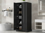 Storage Cabinet with Two Doors for Bathroom, Office, Adjustable Shelf, MDF Board, Black 55344255