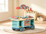 Kids Kitchen Food Stand with Play Food, Cashier Register, for 3-6Y Kids Grocery Store Pretend Play 06846359