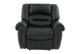 Modern 1pc Manual Motion Recliner Chair Glider Black Color Bonded Leather Armrest Cushion Seating B011P205581