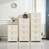 Cream White,19.69" Side Wide Folding Cabinet ,5 Tiers,19.69"11.81"50.00",Collapsible 83049585