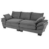 U-Style 85.4" Modern Curved Sofa, Back Upholstered Couch with 2 Decorative Throw Pillows, Corduroy N711P192059E