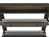 Shoe Rack 46" H, One Open Storage Shelf, Two Internal Storage Drawers, Two Doors, Dark Brown B097133214