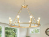 23.62 INCH Wagon Wheel Chandelier Modern Small Round Chandelier for Living Room Kitchen Island Foyer W5008P543811