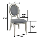Transitional Antique White and Gray Side Chairs Set of 2 Chairs Dining Room Furniture Padded fabric B01152296