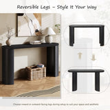 Mirod Vintage Console Table with Beaded Trim and Reversible Curved Legs, Natural Wood Veneer Finish N760P286010B