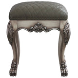 Grey and Vintage Bone White Vanity Stool with Tufted Seat B062P186401