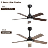 ZUN Low Profile 42 Inch Ceiling Fan 5 Blades Noiseless Reversible Dc Motor Remote Control With Led Light W934P145919