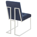 ZUN Blue and Chrome Tufted Back Dining Chair B062P153702