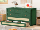 Full Size Murphy Bed with Large Drawers,Green N708P336203F