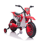 ZUN 12V Kids Ride on Toy Motorcycle, Electric Motor Toy Bike with Training Wheels for Kids 3-6, Red W2181137972