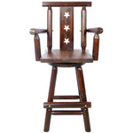 ZUN Rustic Bar Stool - Fir Wood Construction, Chair withDecorative Star Backrest, Footrest,Wide Armrest, 37409700