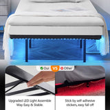 Black Twin Size Floating Platform Metal Bed Frame - 14 Inch Height, Built-in LED Strip Light & Power 81066518