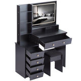41" Large Size Left Bedside Cabinet Vanity TableCushioned Stool Dresser Set, 2 AC2 USB Power W936P230831