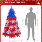 ZUN 6 FT Patriotic Artificial Christmas Tree, Hinged Tree 4th of July Patriotic Decorations with 900 92099137