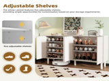 ON-TREND Minimalist Shoe Cabinet with 5 Solid Wood Legs, Cream Style Sideboard Buffet Cabinet with N721P205785K