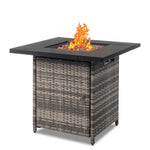 ZUN 28-Inch Fire Table,50000 BTU Gas Firepit with Volcanic Stone Black 53574282