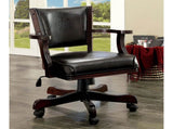 Leatherette Arm Chair with Casters in Cherry and Espresso B016P156862