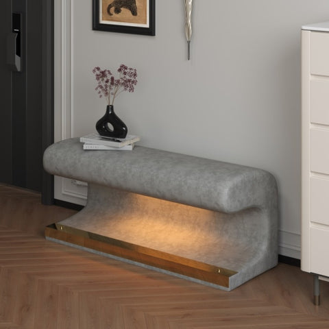 ZUN Entryway Bench Leather Upholstered Ottoman with LED sensor light for living room ,bedroom,end of bed W2361P178945