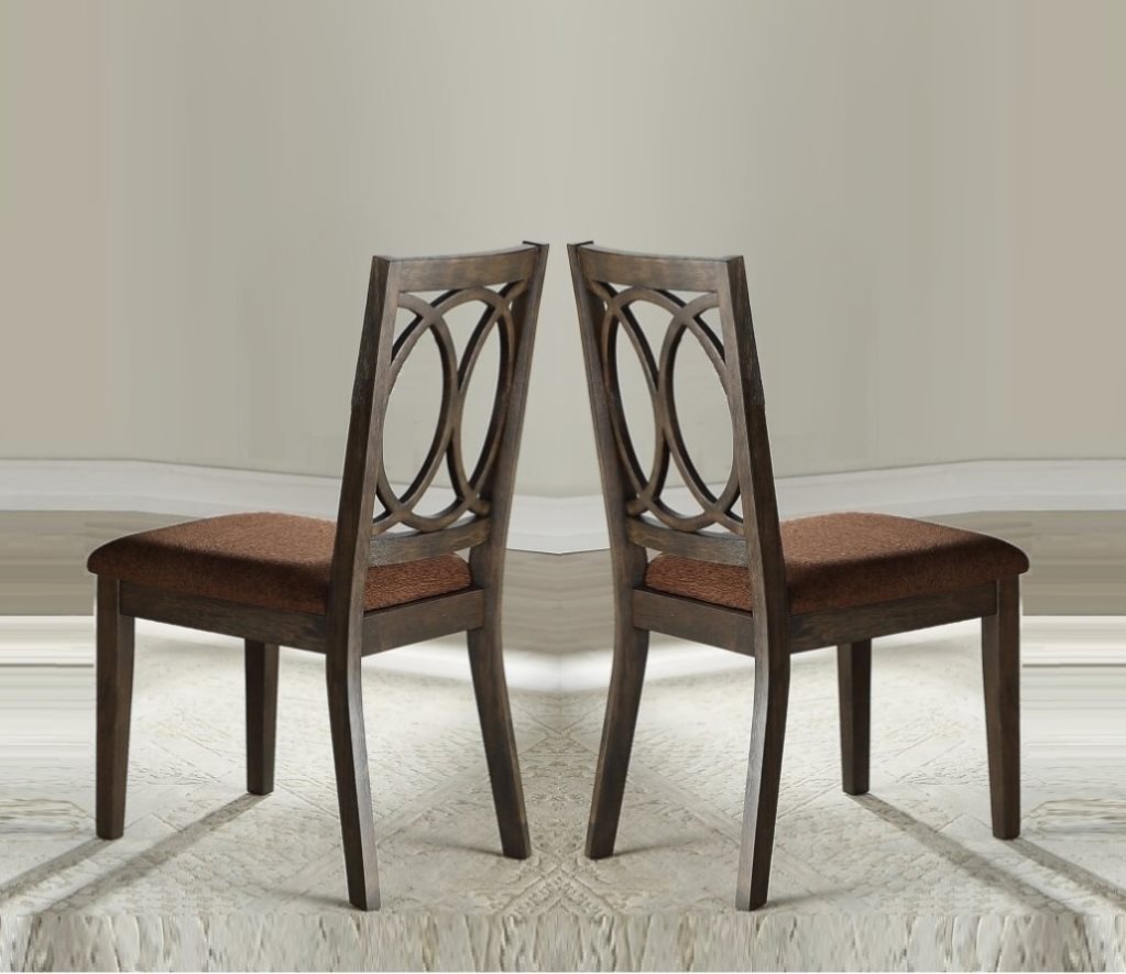 Classic Transitional Style Chairs 2pc Set Espresso Finish Wood Frame B ...