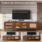 ZUN Rattan TV Stand with 3 Cabinets & 2 Drawers, Rattan-inspired Media Console Table for TVs up to 80'', WF324225AAP