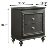 Metallic Grey Nightstand with 2 Drawers B062P181327