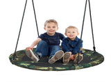 Heavy-Duty Steel Round Tree Swing, 600D OxfordPP Cloth, 330LBS Load Adjustable Height for Backyard 05335906
