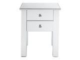 Modern and Contemporary Mirrored 2-Drawers Nightstand Bedside Table Silver 09093710