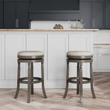 30" Bar Stool, Weathered Gray Finish, Beige Fabric Seat B04660733
