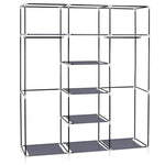 ZUN 69" Portable Clothes Closet Non-Woven Fabric Wardrobe Double Rod Storage Organizer Gray 98225165