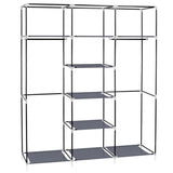 ZUN 69" Portable Clothes Closet Non-Woven Fabric Wardrobe Double Rod Storage Organizer Gray 98225165