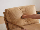 Low Arm Accent Chair - Khaki Corduroy Upholstered Indoor Lounge Chair, Compact Single Seater with 77115487