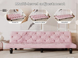 Sofa to Sofa Bed Transformation 66" Pink Velvet Sofa Bed, Ideal for Family Living Rooms, Apartments W3371P303616