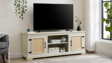 Farmhouse Rattan TV Stand Console Table for TVs up to 70 Inches, TV Console Table with 2 Storage W1758P178930