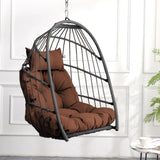 Outdoor garden rattan egg swing chair hanging chair PE hanging chair brown W2500P309626