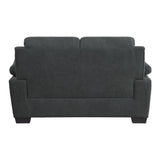 Comfortable Plush Seating Loveseat 1pc Dark Gray Textured Fabric Channel Tufting Solid Wood Frame B011122283