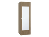 Frisco 1 Door Wardrobe 67" H with Mirror and Vertical Storage Design, Natural Oak B097P480462