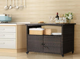 Outdoor Bar Cart with Storage Cabinet, Patio Wicker Sideboard Buffet Cabinet Prep Table, Outside 65724130