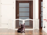 27.6" Height Tall Freestanding Pet Gate, 4 Panels Foldable Dog Gate, Solid Wood Folding Safety Fence W808P255672