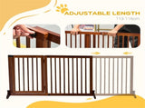 Freestanding Wooden Pet Gate, Length-Adjustable 3-Panel Gate with Lockable Door for Dogs & Cats 41147115