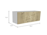 Wall cabinet 19"H, two Doors, two internal Shelves, White / Light Oak B097133159