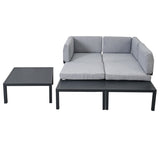 ZUN TOPMAX Outdoor 3-piece Aluminum Alloy Sectional Sofa Set with End Table and Coffee Table,Black WF285249AAE