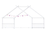 White Flat Bed House Shape with Side Guardrails Twin Children's Iron Bed 70816319