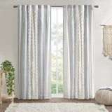 Cotton Printed Curtain Panel with Chenille Stripe and Lining 50x108" B035P294215