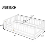 Twin Size Floor Bed, Floor Bed with Fence and Door, Kids Bed Twin Size, Wood W1820P231585