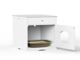 Wooden Pet House Cat Litter Box Enclosure with Drawer, Side Table, Indoor Pet Crate, Cat Home 05708744