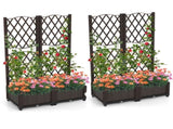 Set of 2 Rustic Style Trellis Planter, Raised Garden Bed Indoor Outdoor Planting Box for Vegetables 60644550