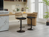 ZUN Set of 2 Rattan Bar Stool, 360 Swivel Bar Chair, Counter Height Chair with Footrest for Kitchen, W1752P195270