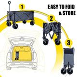 Collapsible Folding Wagon 300L,49" Extra Long Collapsible Wagon with Tailgate, All-Terrain 7"x 4" W321P269235